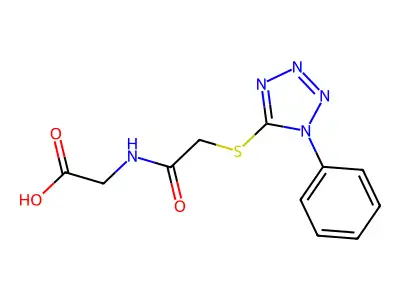 Glycine, N-(((1-phenyl-1H-tetrazol-5-yl)thio)acetyl)- structure