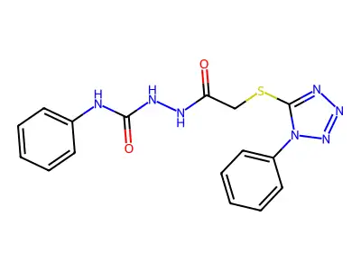 Acetic acid, ((1-phenyl-1H-tetrazol-5-yl)thio)-, 2-((phenylamino)carbonyl)hydrazide structure