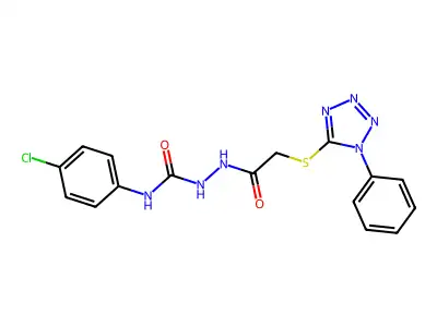 Acetic acid, ((1-phenyl-1H-tetrazol-5-yl)thio)-, 2-(((4-chlorophenyl)amino)carbonyl)hydrazide structure