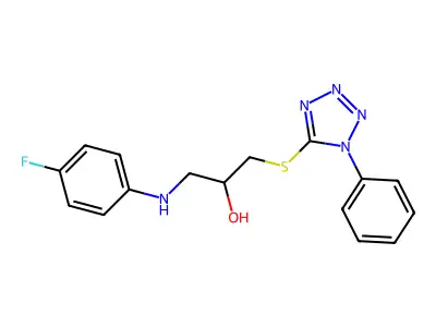 2-Propanol, 1-((4-fluorophenyl)amino)-3-((1-phenyl-1H-tetrazol-5-yl)thio)- structure