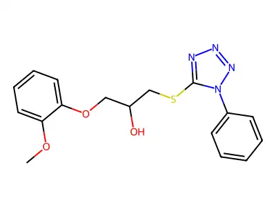 2-Propanol, 1-(2-methoxyphenoxy)-3-((1-phenyl-1H-tetrazol-5-yl)thio)- structure