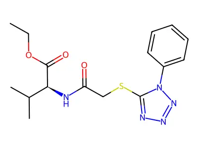 L-Valine, N-(((1-phenyl-1H-tetrazol-5-yl)thio)acetyl)-, ethyl ester structure