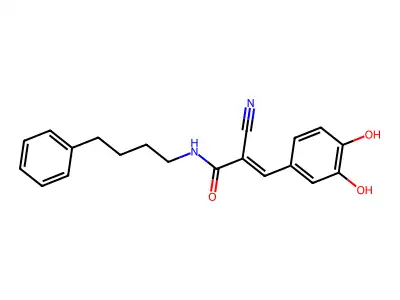 2-cyano-3-(3,4-dihydroxyphenyl)-N-(4-phenylbutyl)-2-propenamide structure