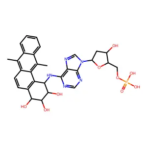 5'-Adenylic acid, 2'-deoxy-N-(1,2,3,4-tetrahydro-2,3,4-trihydroxy-7,12-     dimethylbenz(a)anthracen-1-yl)-, (1S-(1alpha,2alpha,3alpha,4beta))- structure