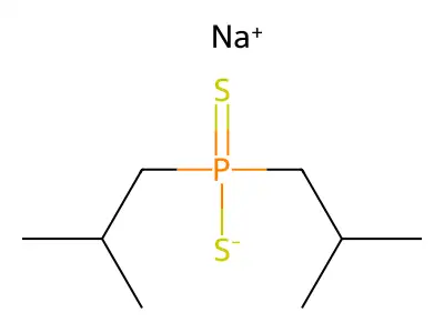 Sodium bis(2-methylpropyl)-sulfanylidene-sulfido-lambda5-phosphane structure
