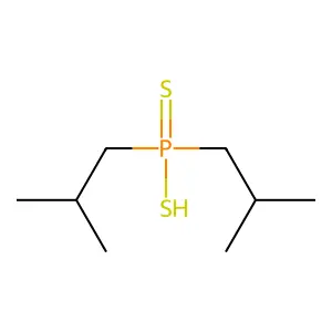 Bis(2-methylpropyl)phosphinodithioic acid structure
