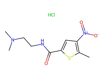 2-Thiophenecarboxamide, N-(2-(dimethylamino)ethyl)-5-methyl-4-nitro-, monohydrochloride structure