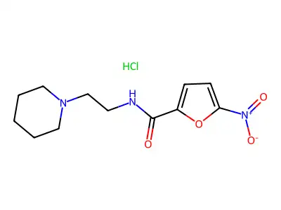 2-Furancarboxamide, 5-nitro-N-(2-(1-piperidinyl)ethyl)-, monohydrochloride structure
