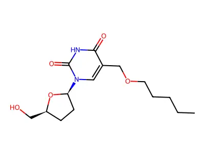Thymidine, 3'-deoxy-alpha-(pentyloxy)- structure
