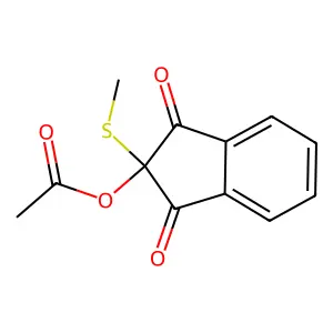 1,3-Indandione, 2-hydroxy-2-methylthio-, acetate structure
