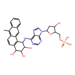 5'-Adenylic acid, 2'-deoxy-N-(1,2,3,4-tetrahydro-2,3,4-trihydroxy-7-methylbenz(a)anthracen-1-yl)-, (1R-(1alpha,2beta,3beta,4alpha))- structure