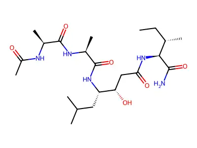 L-Alaninamide, N-acetyl-L-alanyl-N-(4-((1-(aminocarbonyl)-2-methylbutyl)amino)-2-hydroxy-1-(2-methylpropyl)-4-oxobutyl)-, (1S-(1R*,2R*,4(1R*,2R*)))- structure