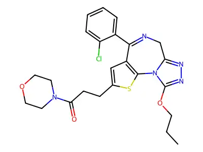 Morpholine, 4-(3-(4-(2-chlorophenyl)-9-propoxy-6H-thieno(3,2-f)(1,2,4)triazolo(4,3-a)(1,4)diazepin-2-yl)-1-oxopropyl)- structure
