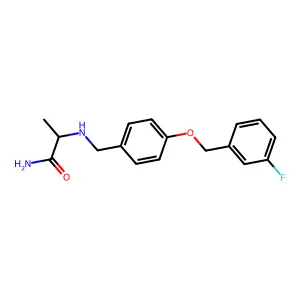 (2R)-2-[[4-[(3-fluorophenyl)methoxy]phenyl]methylamino]propanamide structure