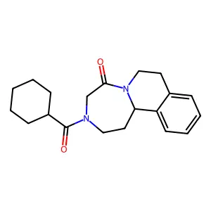 1,3,4,7,8,12b-Hexahydro-3-(cyclohexylcarbonyl)-(1,4)diazepino(7,1-a)isoquinolin-5(2H)-one structure