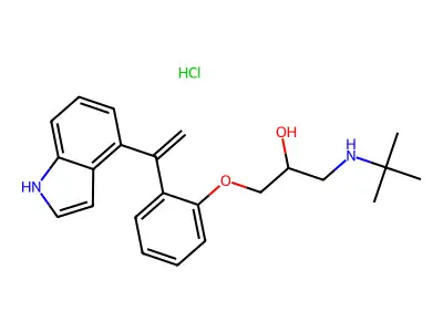 (+-)-3-((1,1-Dimethylethyl)amino)-(2-(1-(1H-indol-4-yl)ethenyl)phenoxy)-2-propanol HCl structure