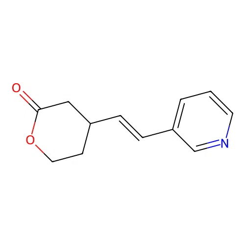 4-[(E)-2-pyridin-3-ylethenyl]oxan-2-one structure