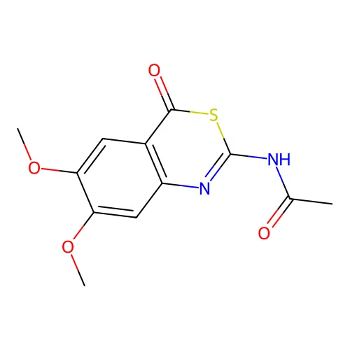 N-(6,7-dimethoxy-4-oxo-3,1-benzothiazin-2-yl)acetamide structure