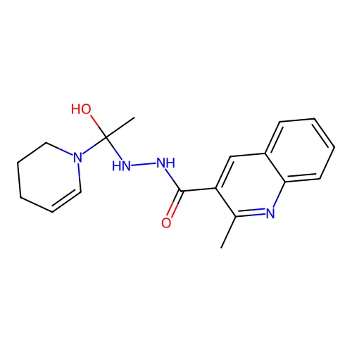 3-Quinolinecarboxylic acid, 2-methyl-, 2-(1-piperidinylacetyl)hydrazide structure