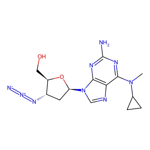 Adenosine, 2-amino-3'-azido-N-cyclopropyl-2',3'-dideoxy-N-methyl- structure