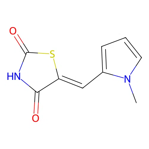(Z)-5-((1-methyl-1H-pyrrol-2-yl)methylene)thiazolidine-2,4-dione structure