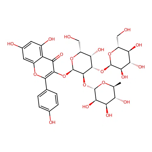 Kaempferol 3-glucosyl(1-3)rhamnosyl(1-6)galactoside structure