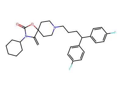 1-Oxa-3,8-diazaspiro(4.5)decan-2-one, 8-(4,4-bis(4-fluorophenyl)butyl)-3-cyclohexyl-4-methylene- structure