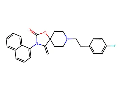 1-Oxa-3,8-diazaspiro(4.5)decan-2-one, 8-(2-(4-fluorophenyl)ethyl)-4-methylene-3-(1-naphthalenyl)- structure