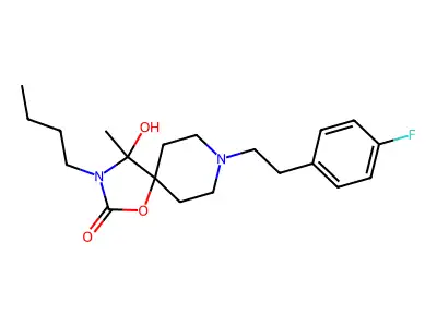 3-Butyl-8-(2-(4-fluorophenyl)ethyl)-4-hydroxy-4-methyl-1-oxa-3,8-diazaspiro(4.5)decan-2-one structure