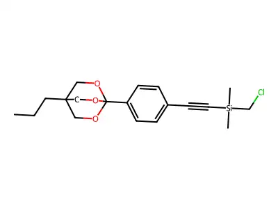 Silane, (chloromethyl)dimethyl((4-(4-propyl-2,6,7-trioxabicyclo(2.2.2)oct-1-yl)phenyl)ethynyl)- structure