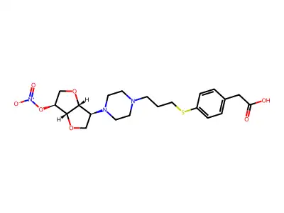 L-Iditol, 1,4:3,6-dianhydro-2-(4-(3-((4-(carboxymethyl)phenyl)thio)propyl)-1-piperazinyl)-2-deoxy-, 5-nitrate structure