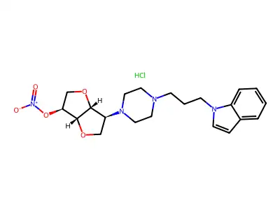 L-Iditol, 1,4:3,6-dianhydro-2-deoxy-2-(4-(3-(1H-indol-1-yl)propyl)-1-piperazinyl)-, 5-nitrate,hydrochloride structure
