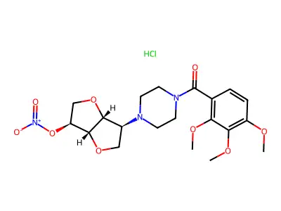 L-Iditol, 1,4:3,6-dianhydro-2-deoxy-2-(4-((2,3,4-trimethoxybenzoyl)-1-piperazinyl)-, 5-nitrate, hydrochloride structure