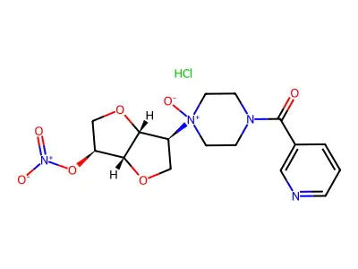 L-Iditol, 1,4:3,6-dianhydro-2-deoxy-2-(4-(3-pyridinylcarbonyl)-1-piperazinyl)-, 5-nitrate, N-oxide, hydrochloride structure