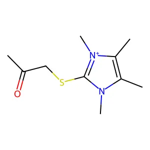 1,3,4,5-Tetramethyl-2-((2-oxopropyl)thio)imidazolium structure