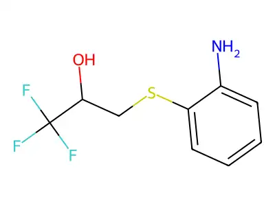 3-(2-Aminophenyl)sulfanyl-1,1,1-trifluoropropan-2-ol structure