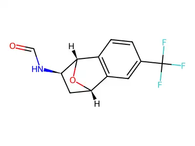 1,4-Epoxy-2-formamido 1,2,3,4-tetrahydro-6-trifluoromethylnaphthalene structure