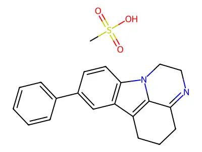 1H-Pyrazino(3,2,1-jk)carbazole, 2,4,5,6-tetrahydro-8-phenyl-, monomethanesulfonate structure