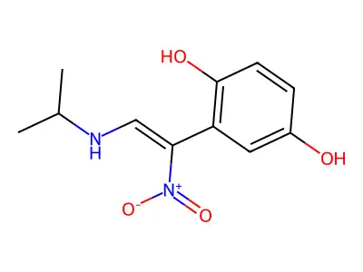 2-[(Z)-1-nitro-2-(propan-2-ylamino)ethenyl]benzene-1,4-diol structure