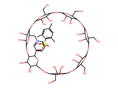Potassium 6-deoxy-6'-O-(mesitylenesulfonyl)-6-pyridinio-beta-cyclodextrin heptadecasulfate structure