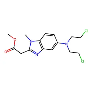 5-(Bis(2-chloroethyl)amino)-1-methylbenzimidazolyl-2-acetic acid methyl ester structure