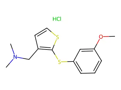 3-Thiophenemethanamine, 2-((3-methoxyphenyl)thio)-N,N-dimethyl-, hydrochloride structure