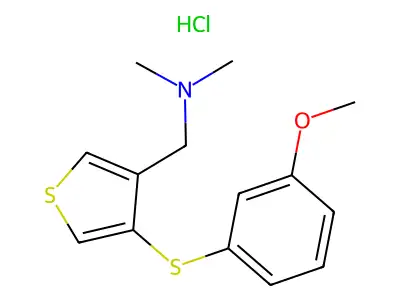 3-Thiophenemethanamine, 4-((3-methoxyphenyl)thio)-N,N-dimethyl-, hydrochloride structure