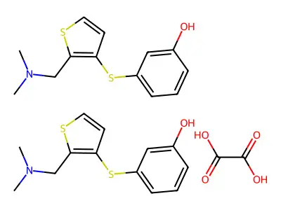 N,N-Dimethyl-3-(3-hydroxyphenylthio)-2-thienylamine hemioxalate structure