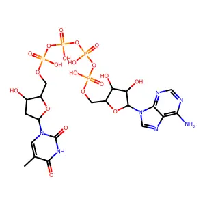 P(1)-(adenosine-5')-P(5)-(thymidine-5')-pentaphosphate structure