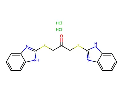2-Propanone, 1,3-bis(1H-benzimidazol-2-ylthio)-, dihydrochloride structure