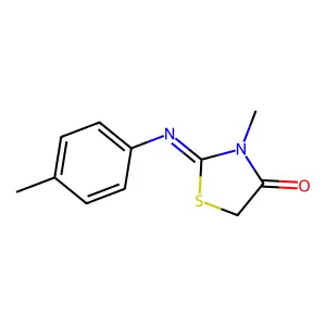 (2E)-3-methyl-2-[(4-methylphenyl)imino]-1,3-thiazolidin-4-one structure