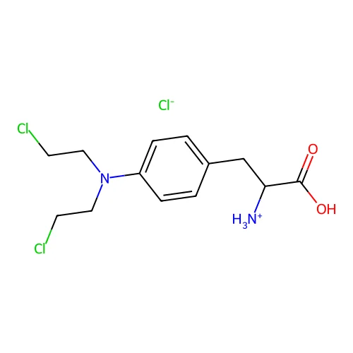 [2-[4-[Bis(2-chloroethyl)amino]phenyl]-1-carboxyethyl]azanium chloride structure