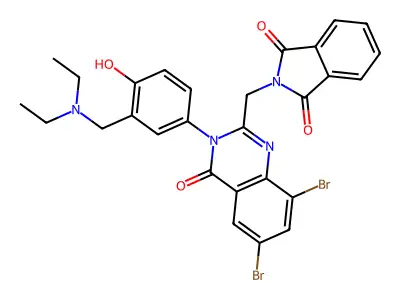 1H-Isoindole-1,3(2H)-dione, 2-((6,8-dibromo-3-(3-((diethylamino)methyl)-4-hydroxyphenyl)-3,4-dihydro-4-oxo-2-quinazolinyl)methyl)- structure