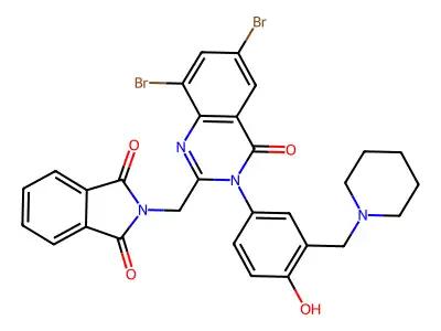 1H-Isoindole-1,3(2H)-dione, 2-((6,8-dibromo-3,4-dihydro-3-((4-hydroxy-3-(1-piperidinyl)methyl)phenyl)-4-oxo-2-quinazolinyl)methyl)- structure